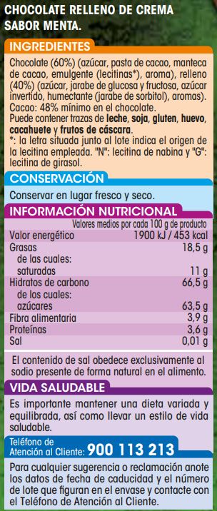 Chocolate negro relleno Alipende 150g menta