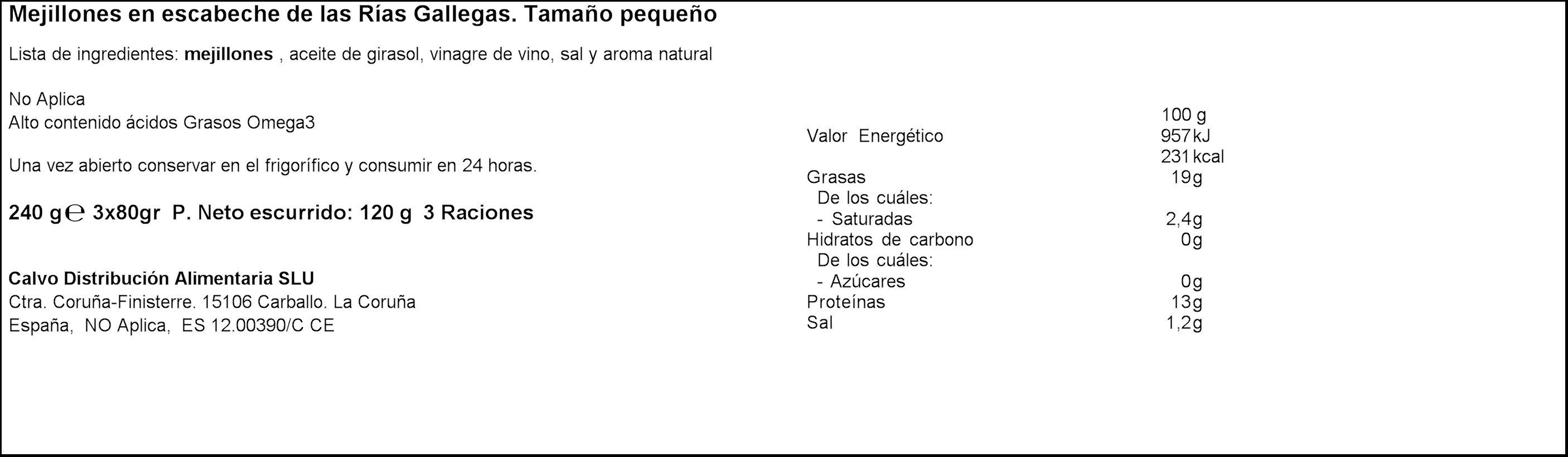 Mejillon Calvo pack 3 en escabeche