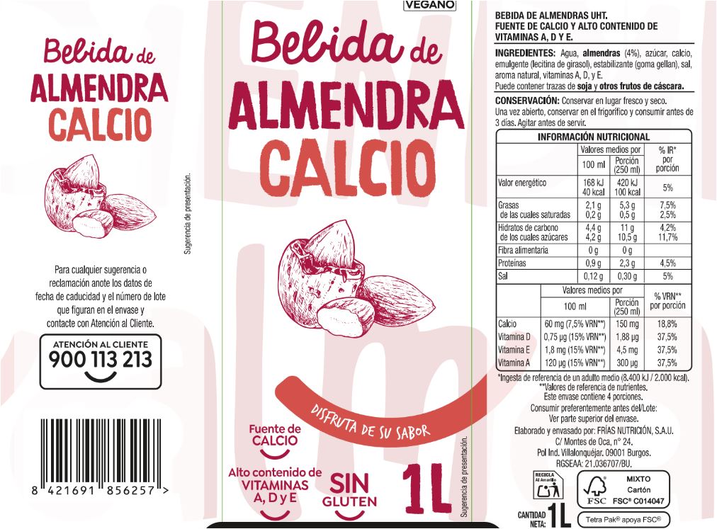 Bebida de almendra con calcio alipende 1l