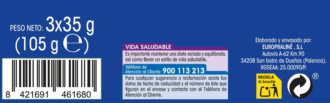 Barritas chocolate con leche Alipende 105g