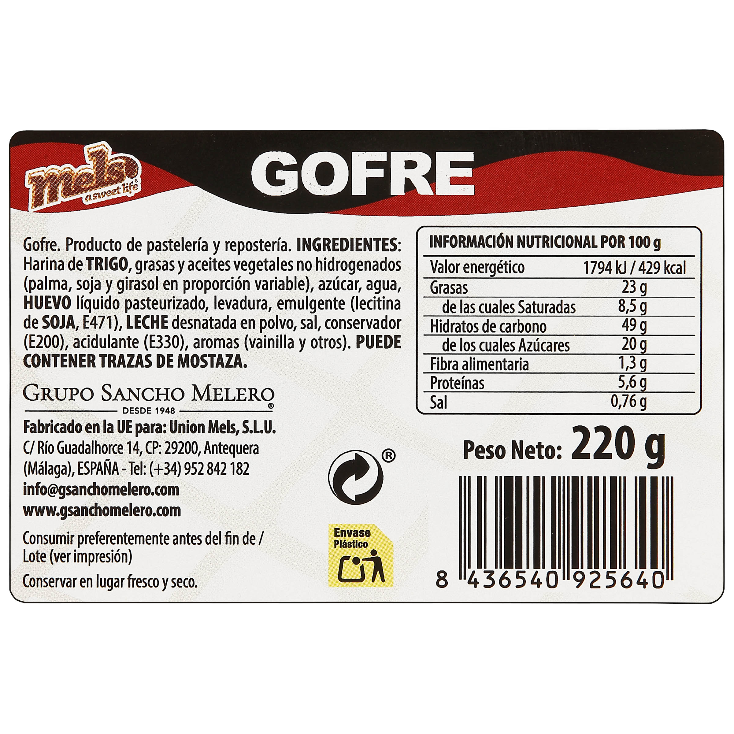 Gofre mels 2 unidades de 220g