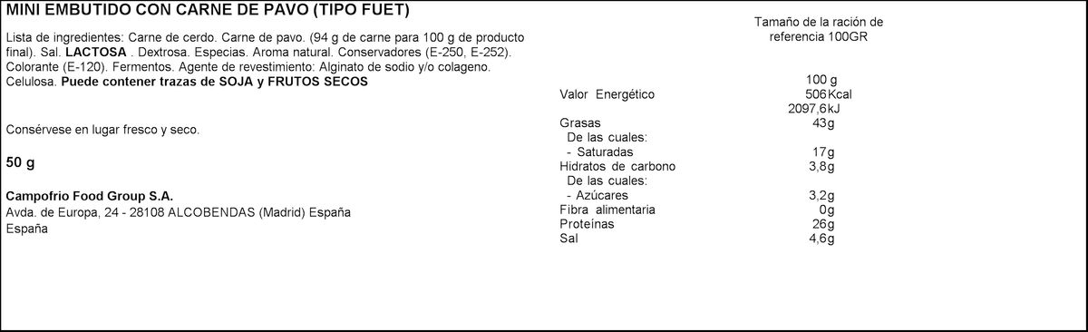Minifuet de pavo Campofrío 50g