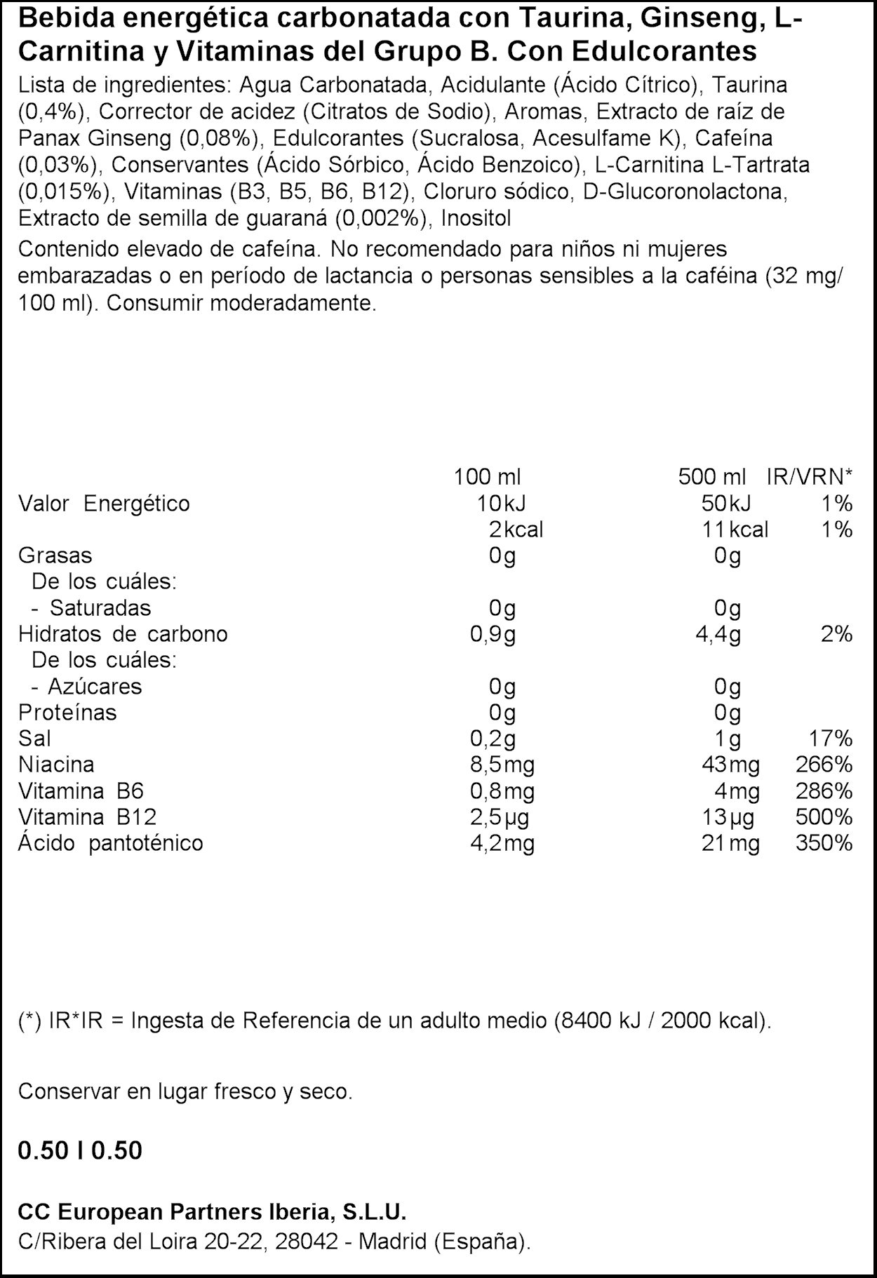 Bebida Monster sin azúcar añadido 50cl x 4 taurina ginseng