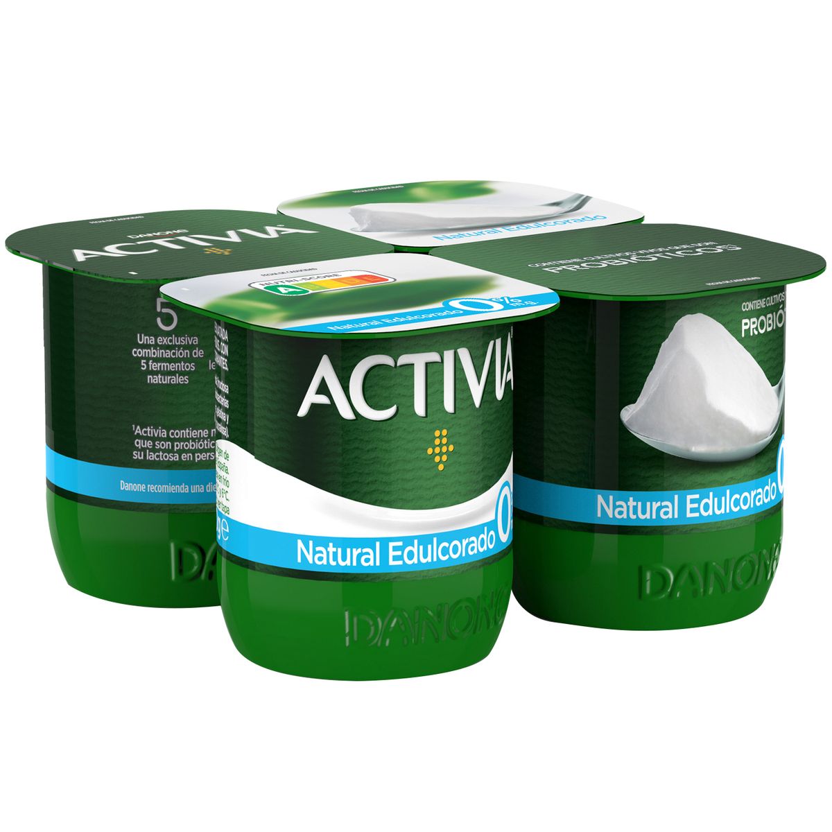 Bífidus probiótico Activia desnatado 0% materia grasa pack 4 natural edulcorado
