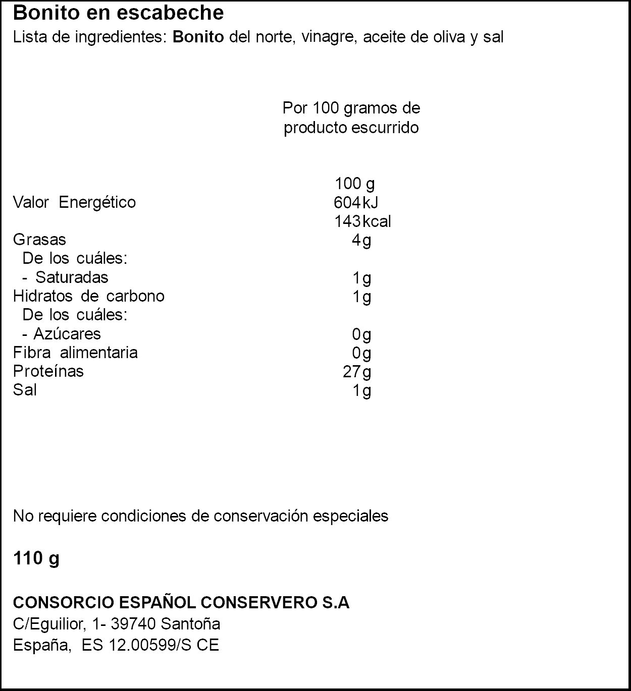 Bonito del norte en escabeche consorcio 80g