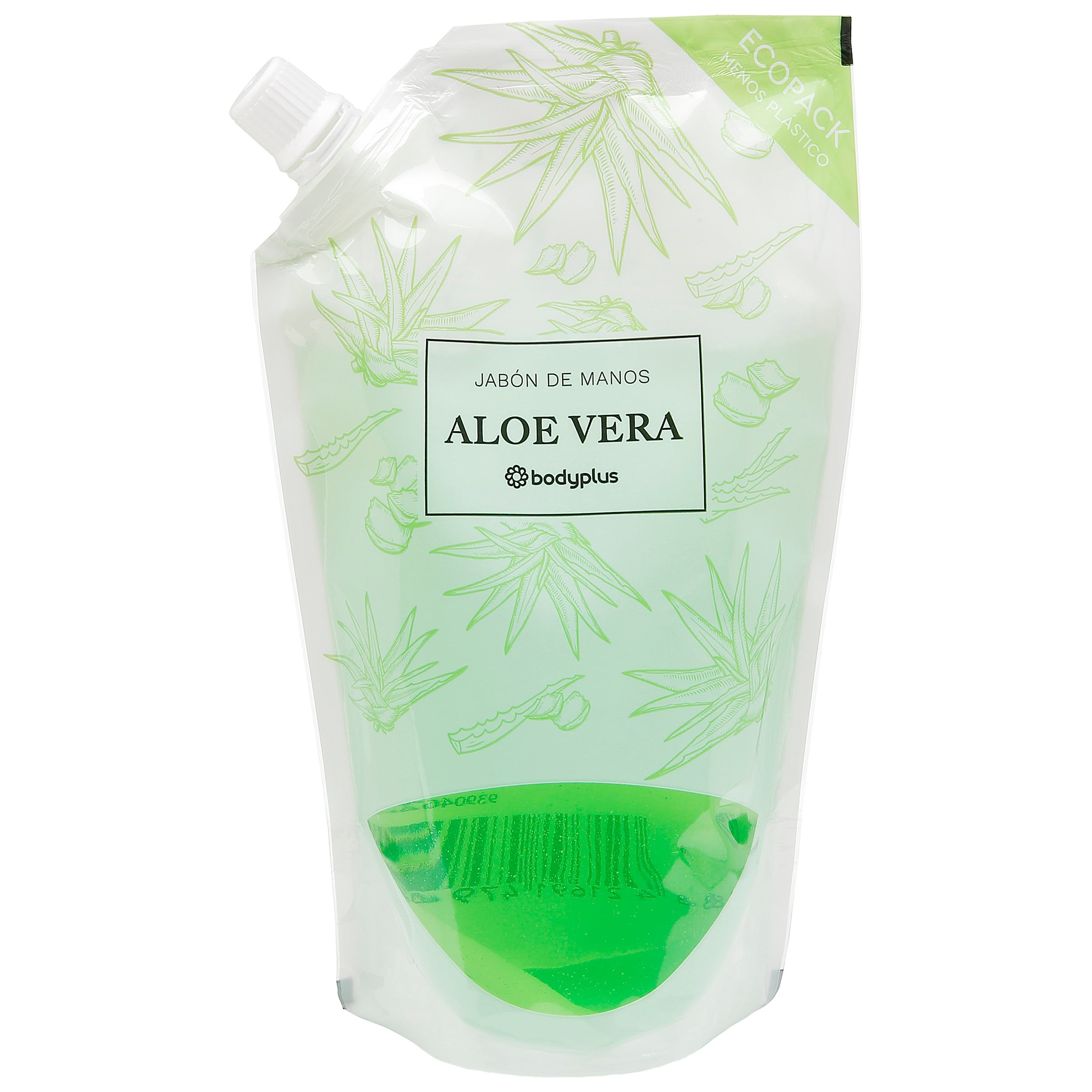 Jabón de manos doypack Bodyplus 500ml aloe vera