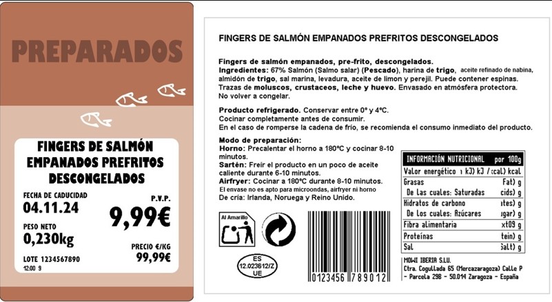 Fingers Salmón Empanado Mowi bandeja