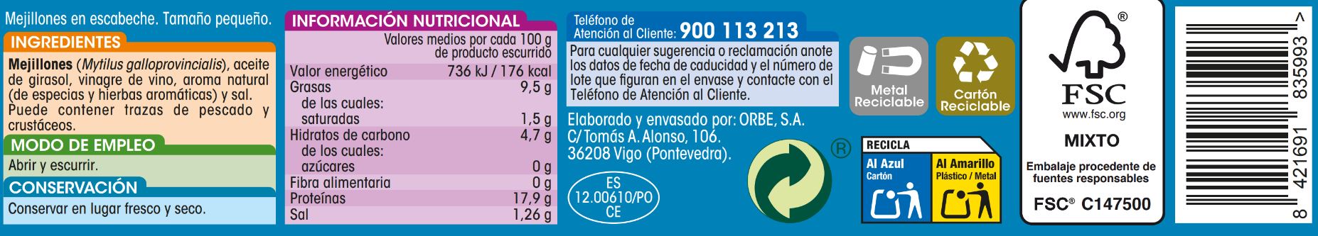 Mejillon Alipende pack 3 en escabeche