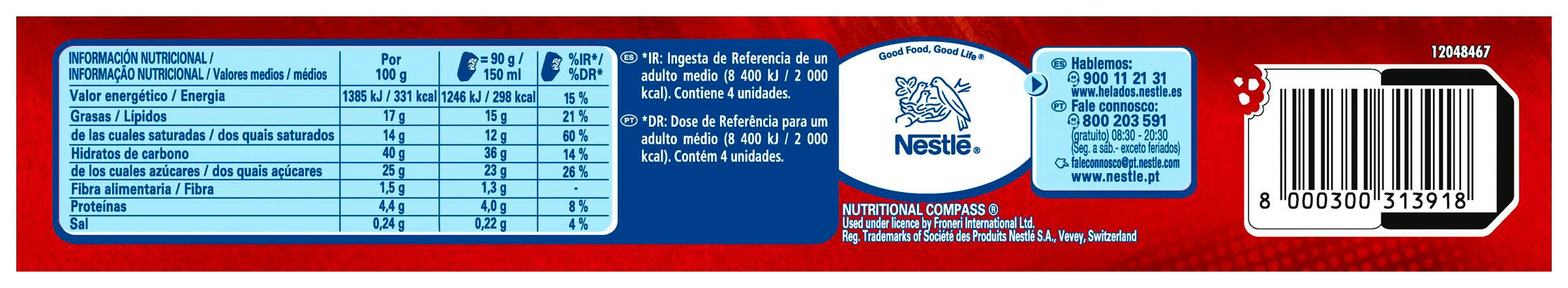 Helado Maxibon Nestlé Cookies 4 uds