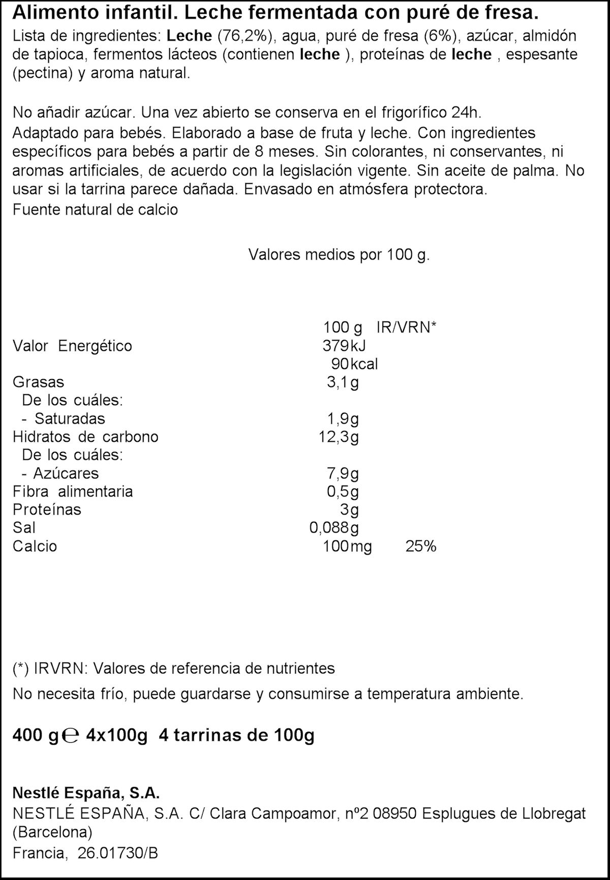 Postre Nestlé Yogolino fresa desde 8meses pack 4
