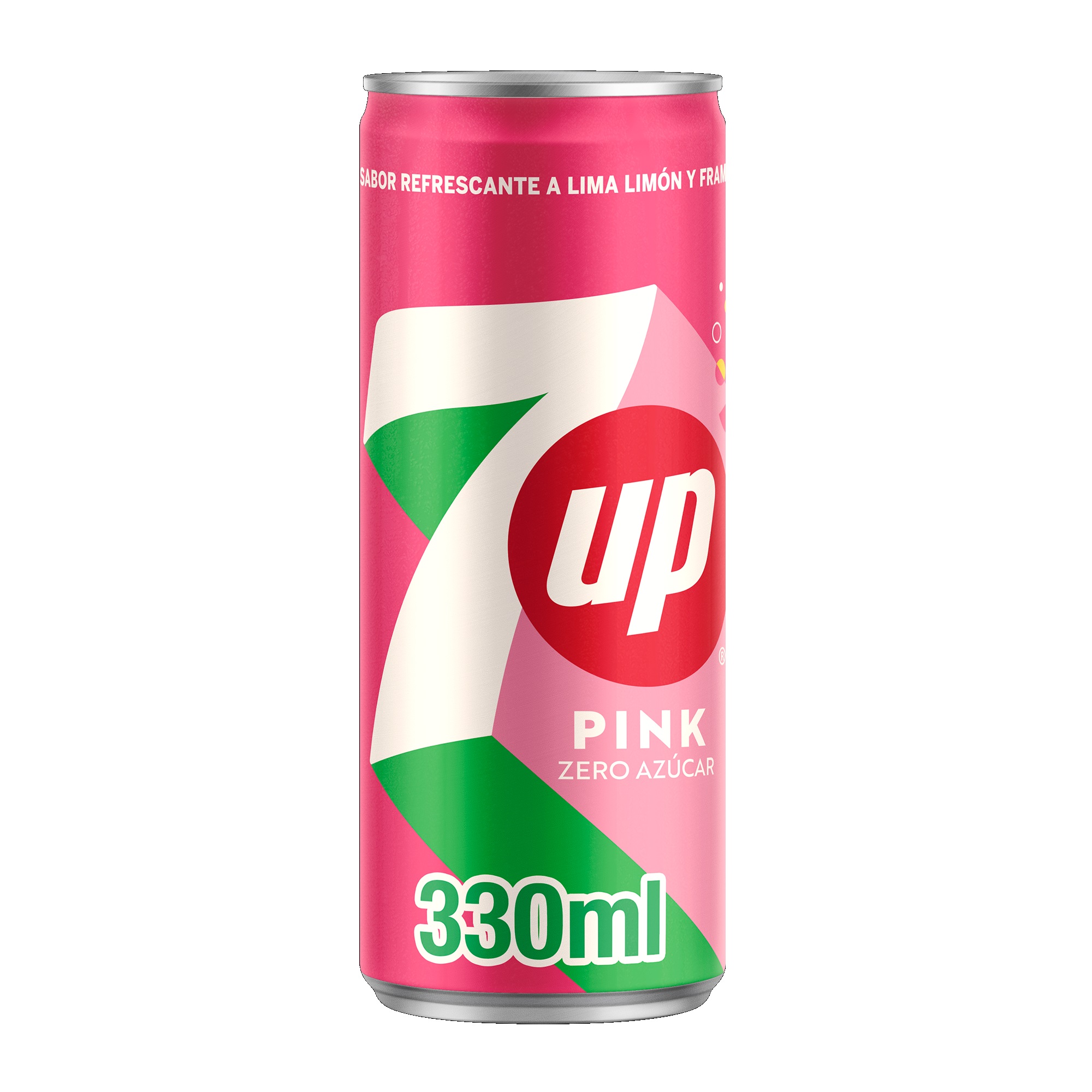 Refresco zero azúcar lima limón y frambuesa 7Up 33cl Pink