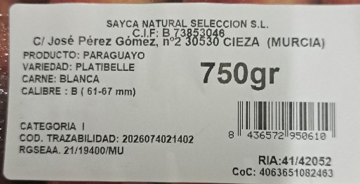 Paraguaya bandeja 750g