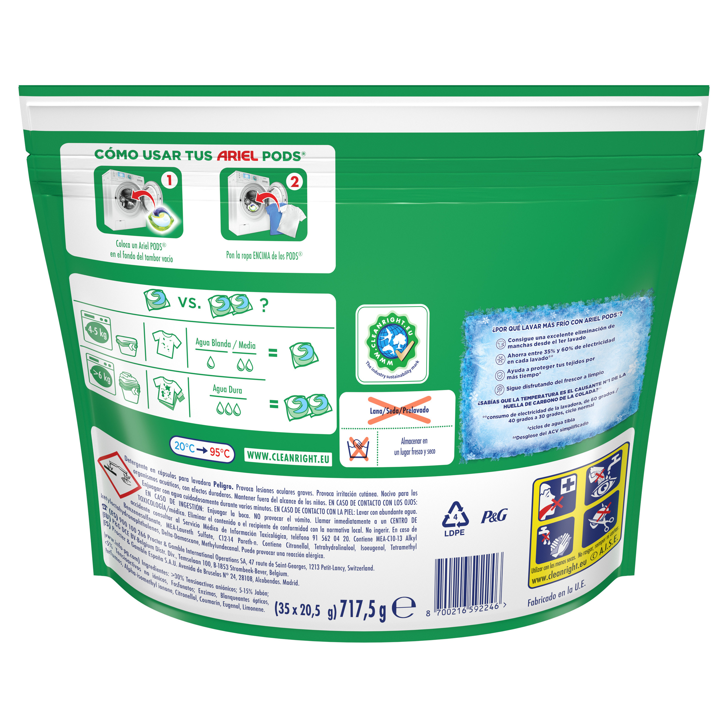 Detergente en cápsulas Ariel pods 35 lavados original