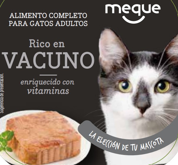 Comida húmeda gato Meque tarrina rico en vacuno 100g
