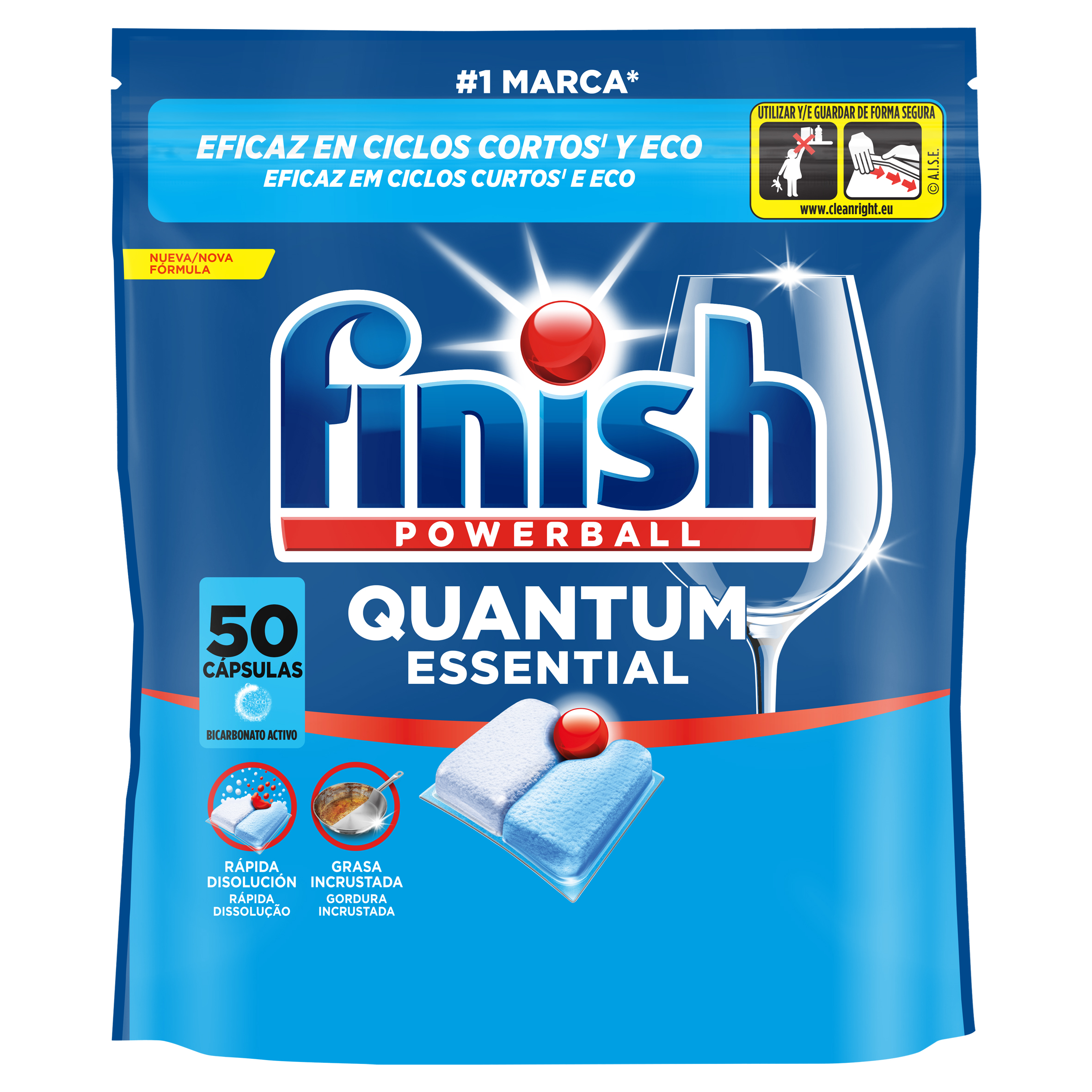 Lavavajillas Finish Powerball Quantium Essential 50 cápsulas
