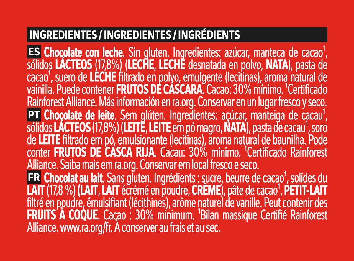 Chocolate con leche Nestlé Extrafino tableta 125g