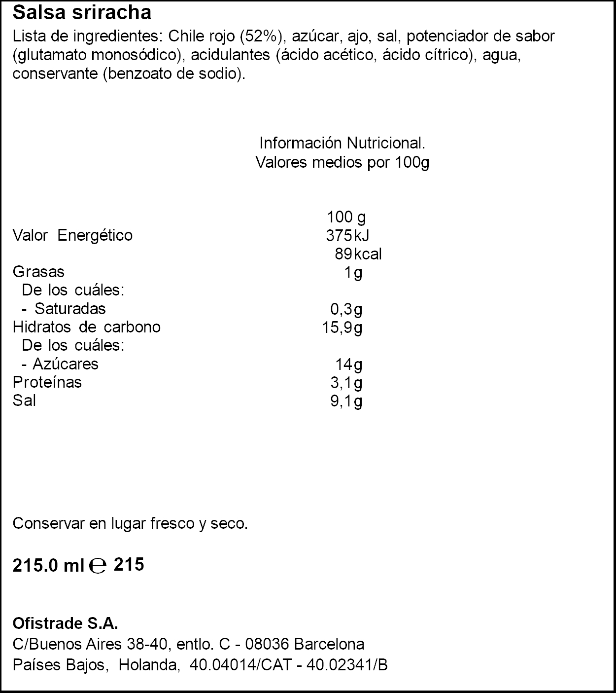 Salsa de chile picante Sriracha Go-Tan botella 215ml