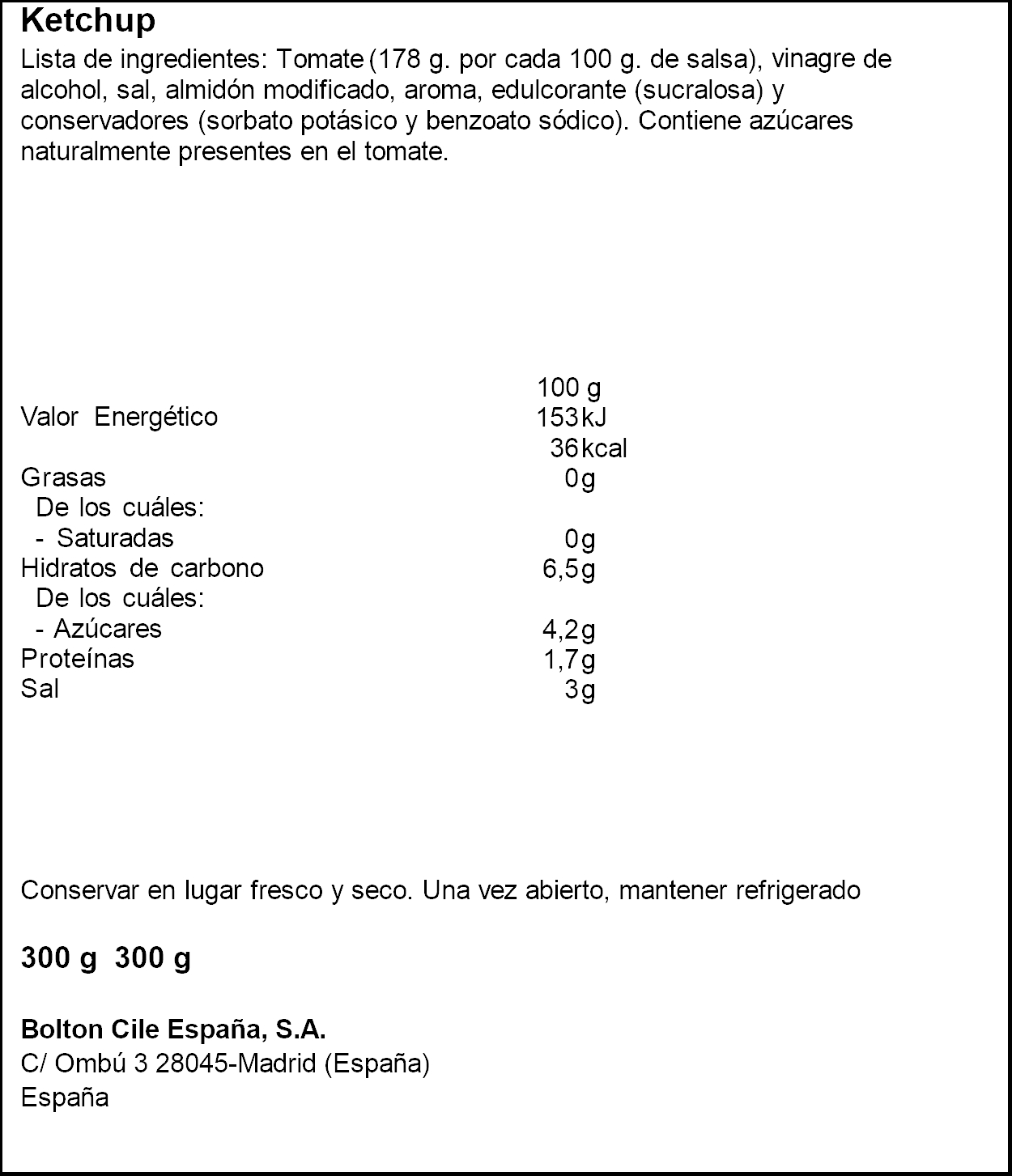 Ketchup cero Prima 265g