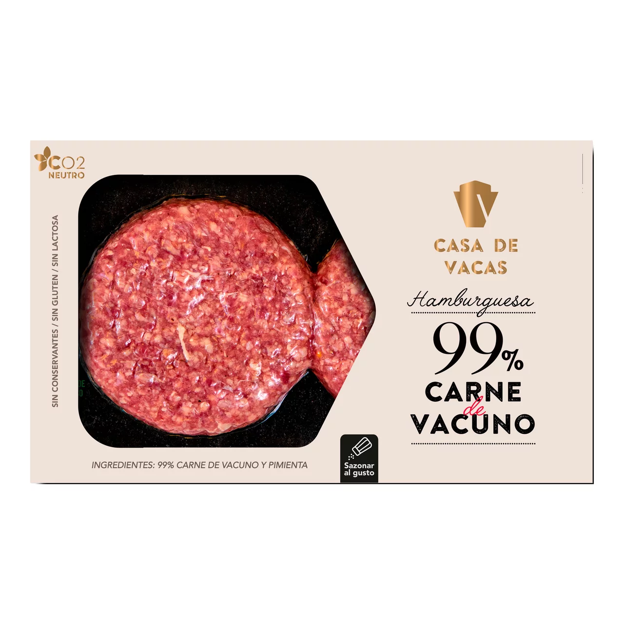 Hamburguesa 99% carne de vacuno Casa de Vacas 2x150 gr.