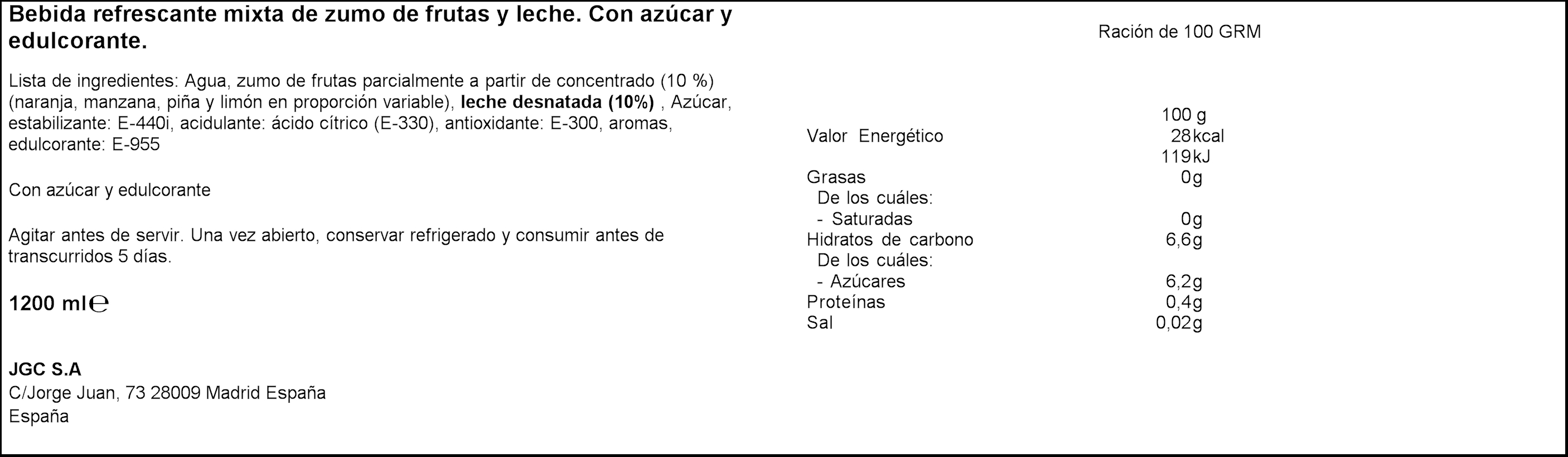 Zumo fruta con leche Don Simon pack 6