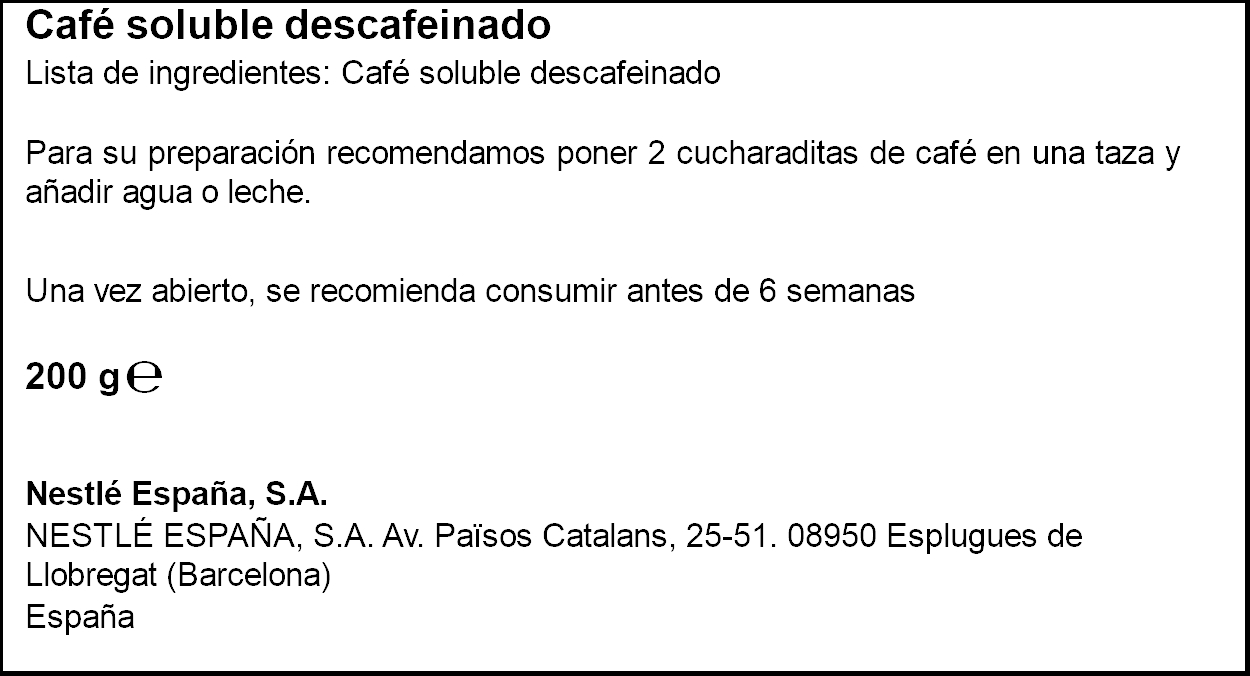 Café soluble descafeinado Nescafé 200g