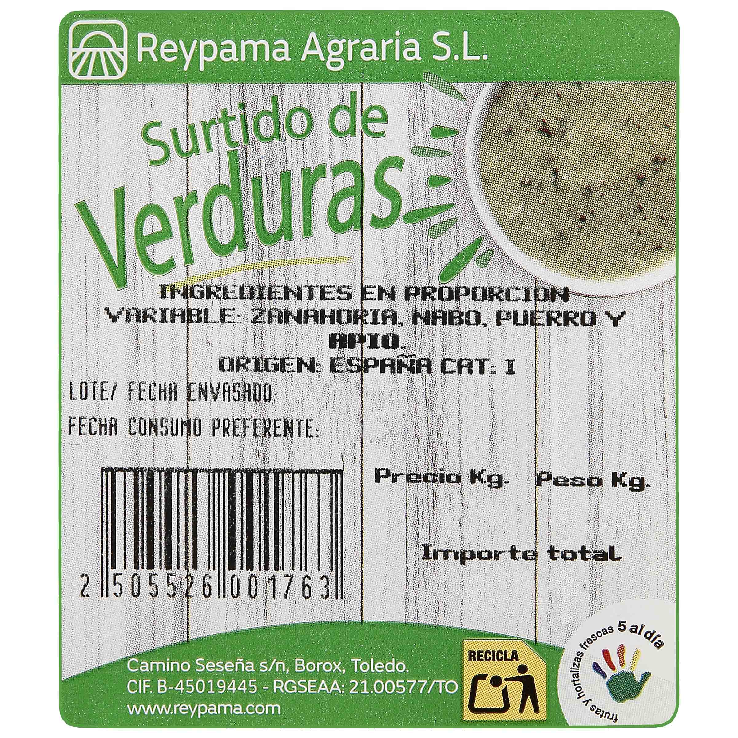 Surtido variado de verduras bandeja 600g aproximadamente