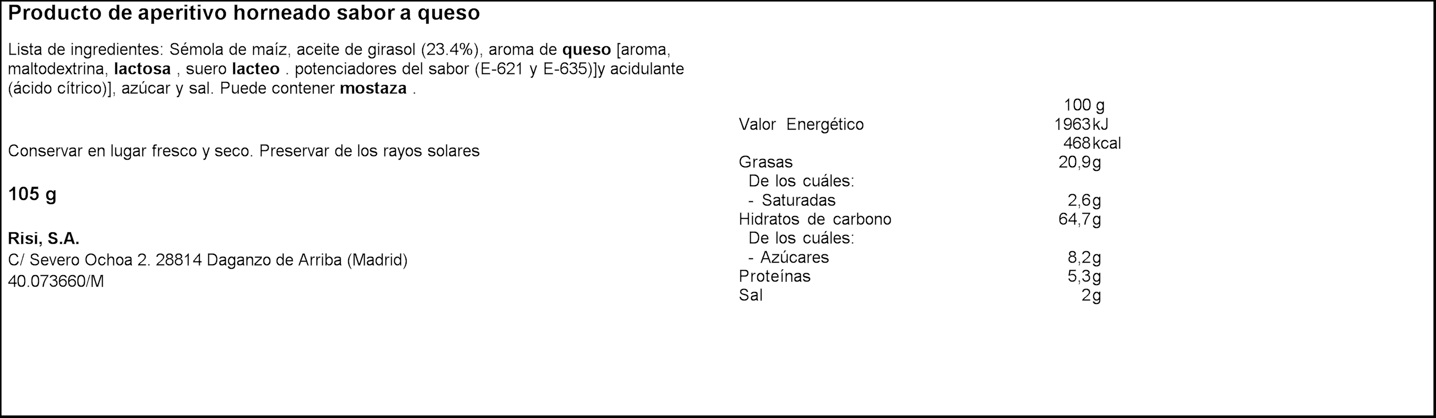 Snack de maíz sin gluten match ball Risi 105g cheese