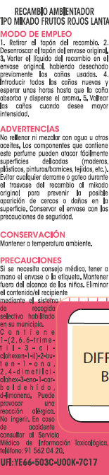 Ambientador tipo mikado Lanta 50ml recambio frutos rojos