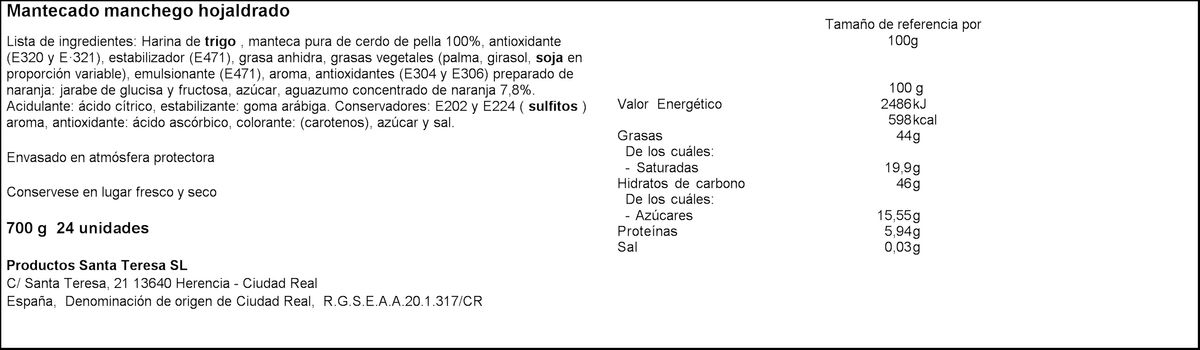 Mantecado manchego Santa Teresa 700g