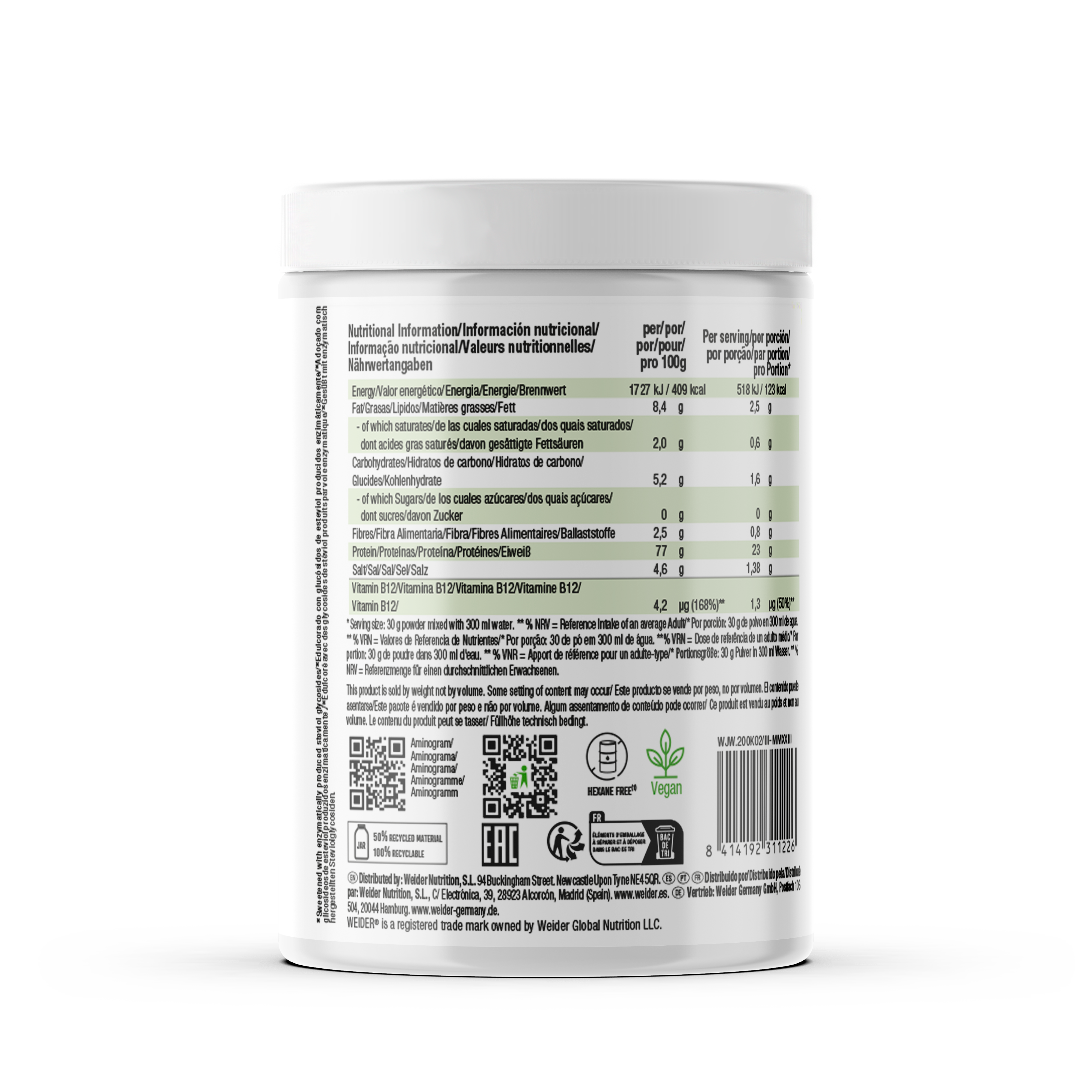Proteína vegana de vainilla Weider 300g