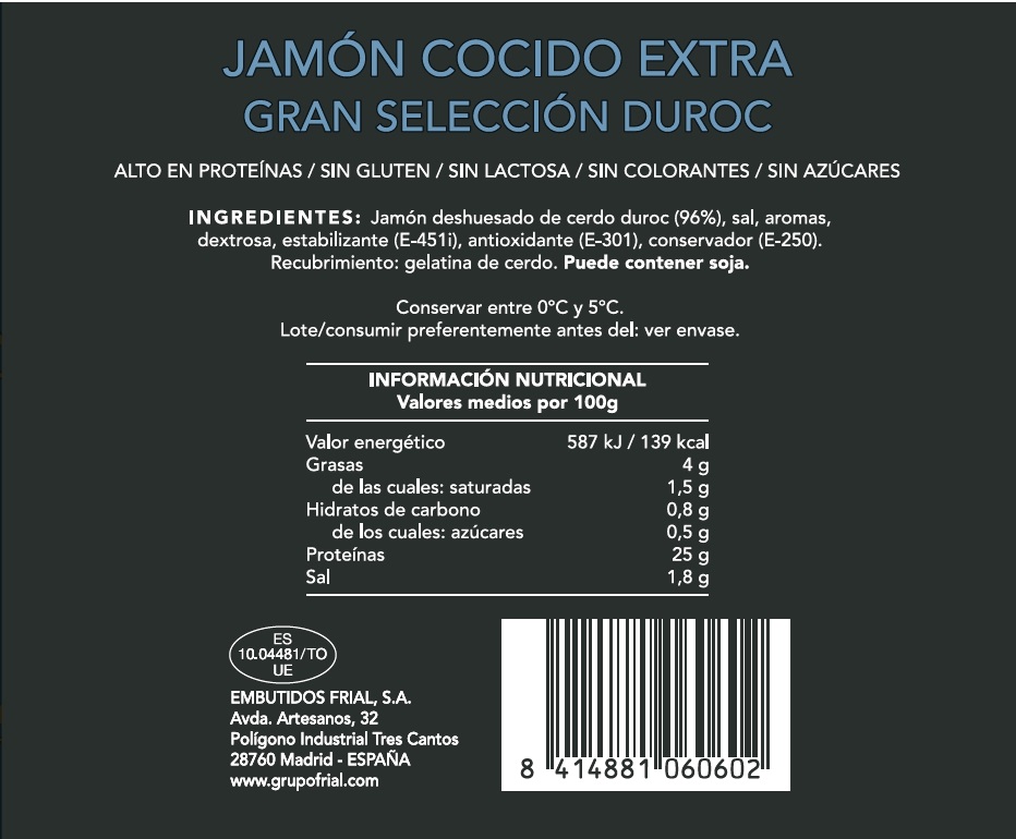 Jamón cocido gran selección duroc Frial