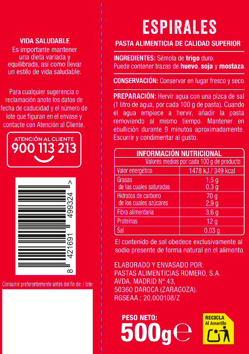 Espirales Alipende 500g