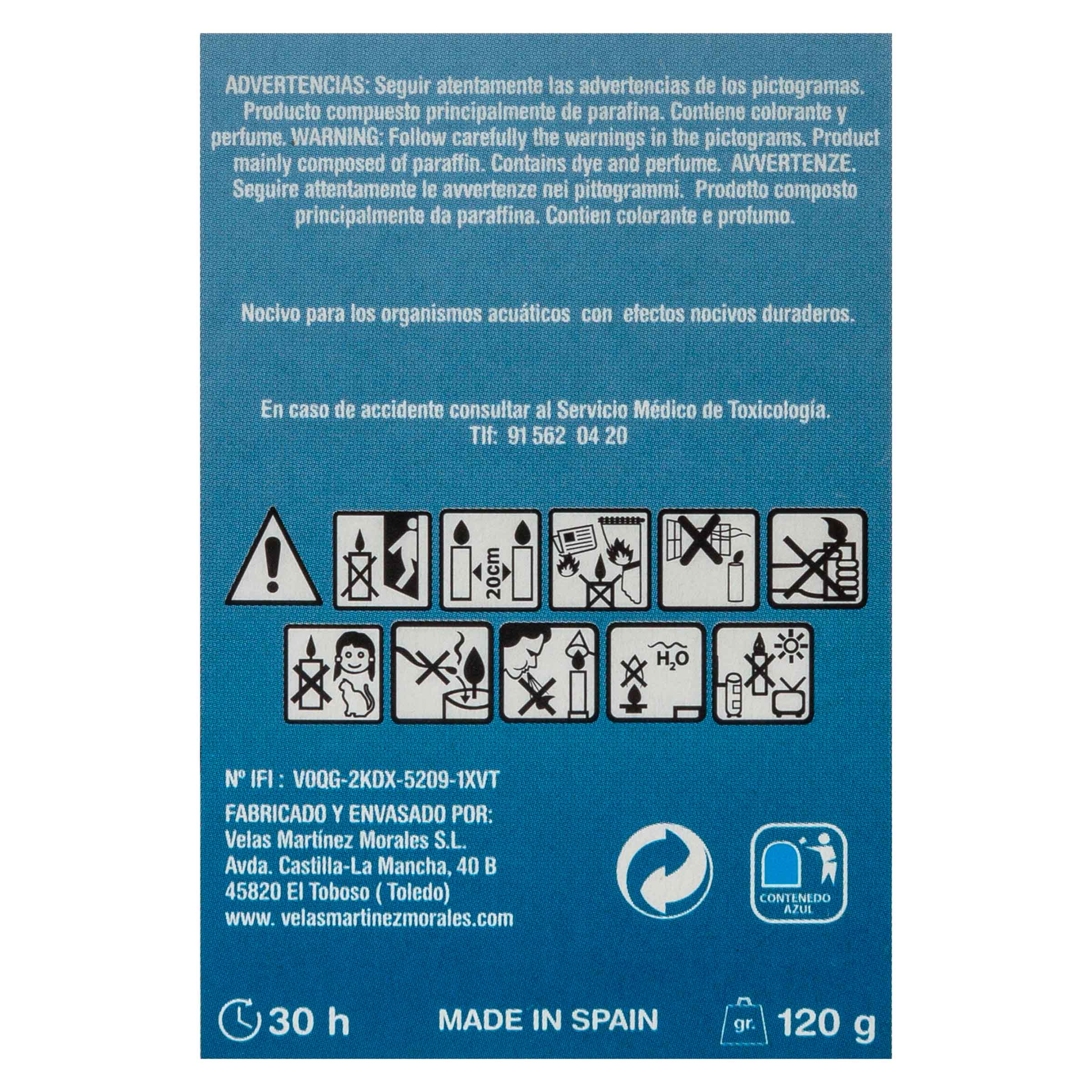 Vela vaso aromatium Martínez Morales 120g clean cotton