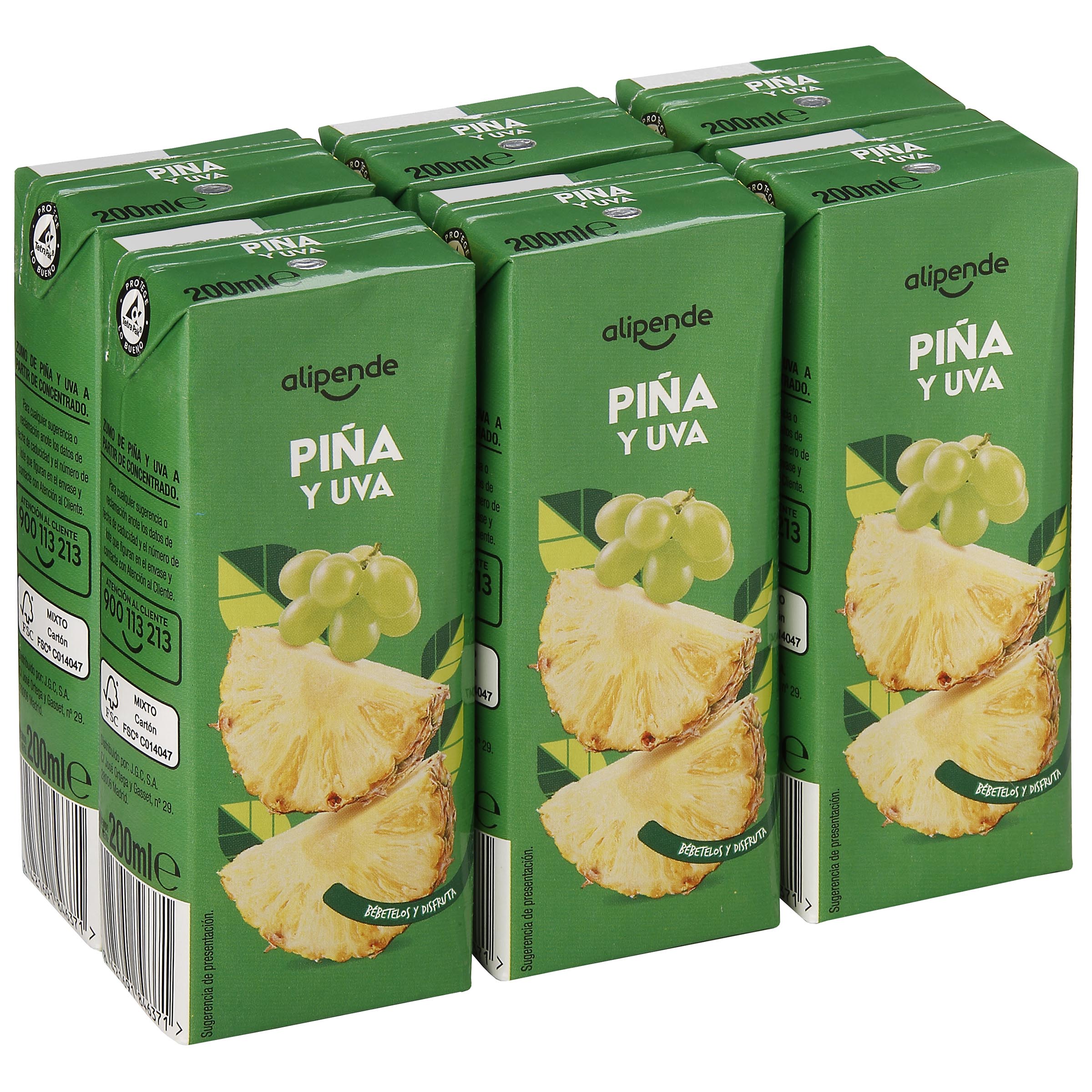 Zumo de piña y uva Alipende pack 6