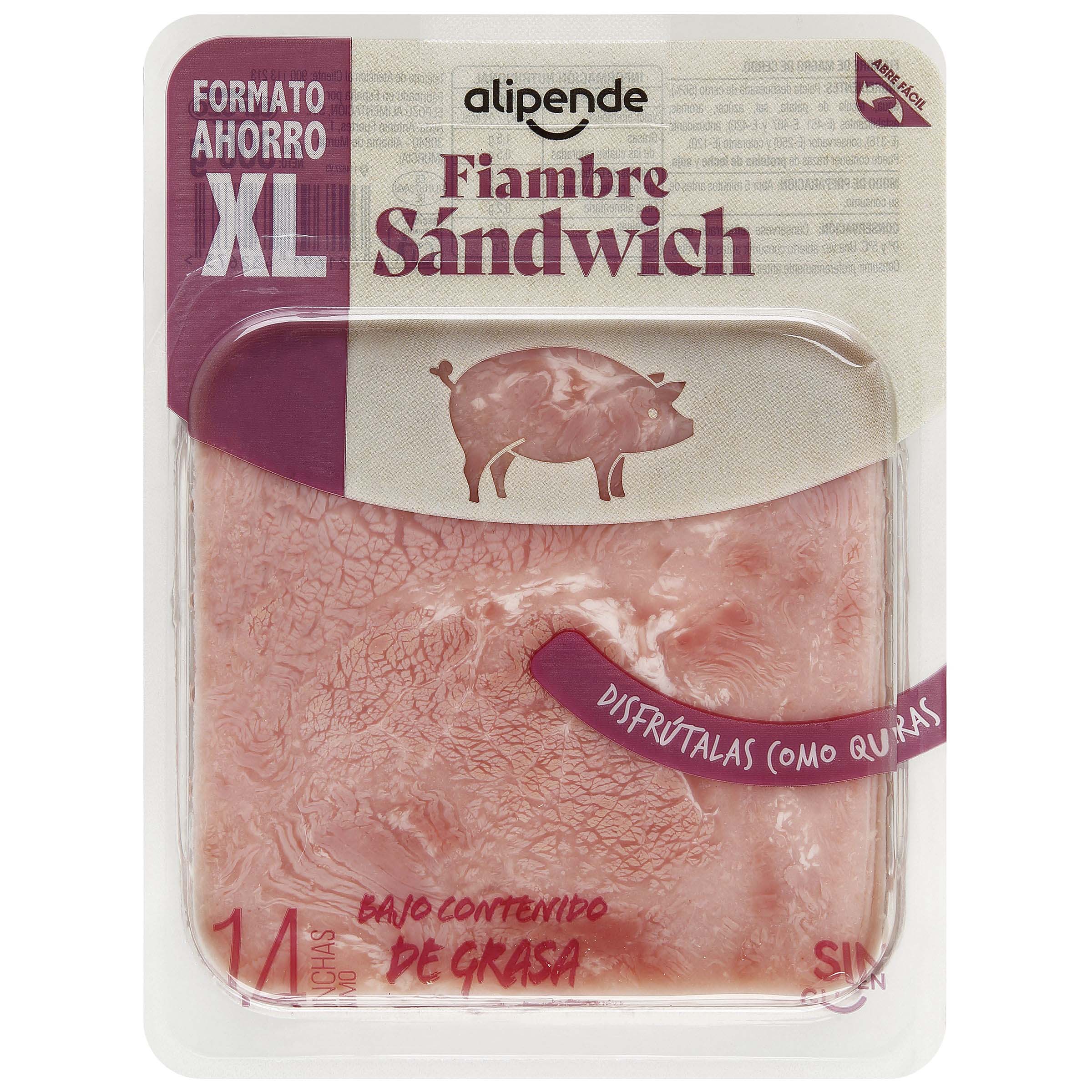 Fiambre de sándwich en lonchas Alipende 300g