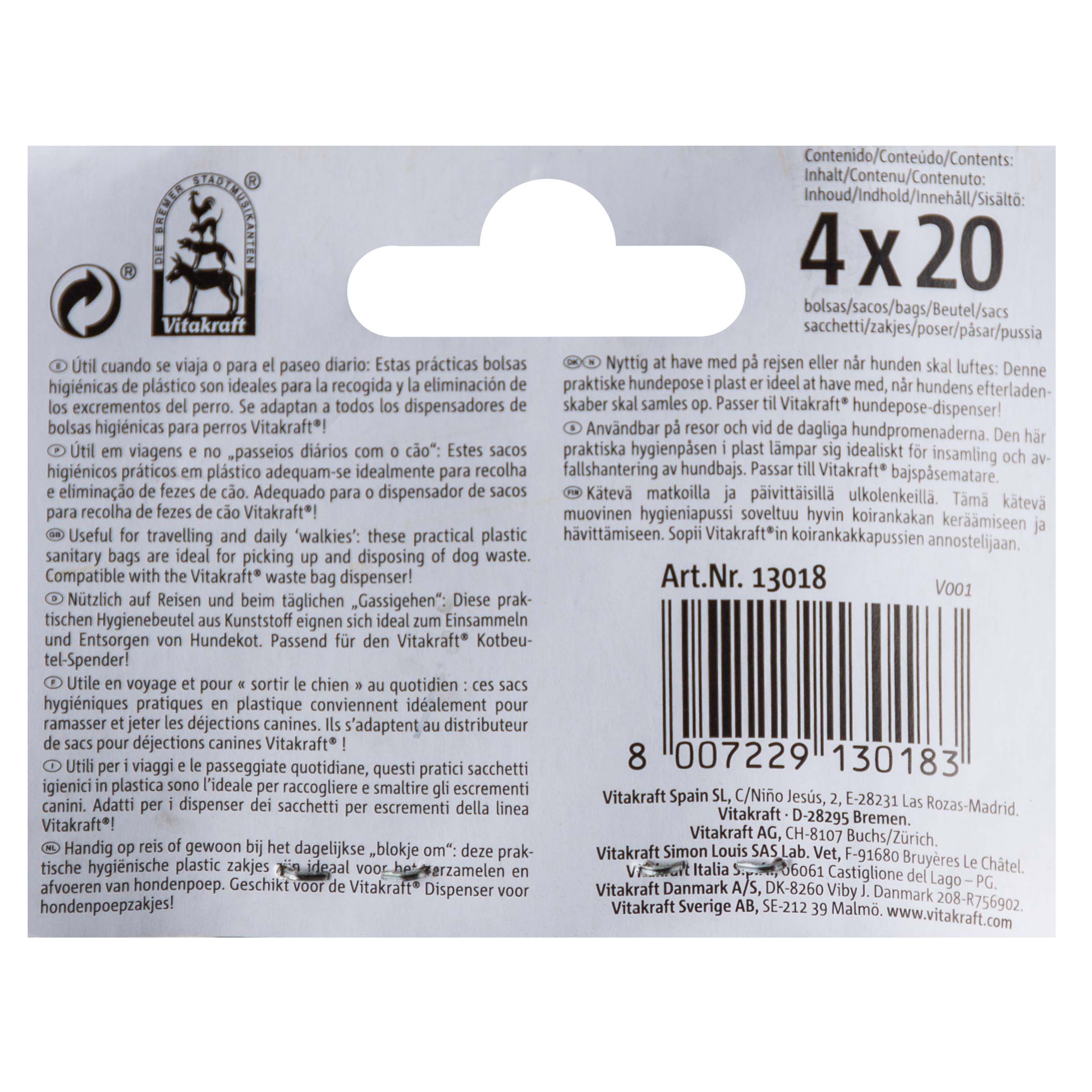 Dispensador bolsas Vitakraft 80 unidades