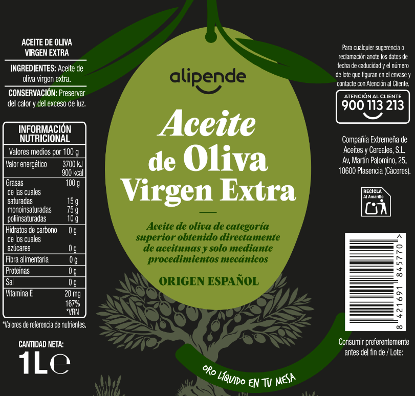 Aceite oliva virgen extra Alipende 1l