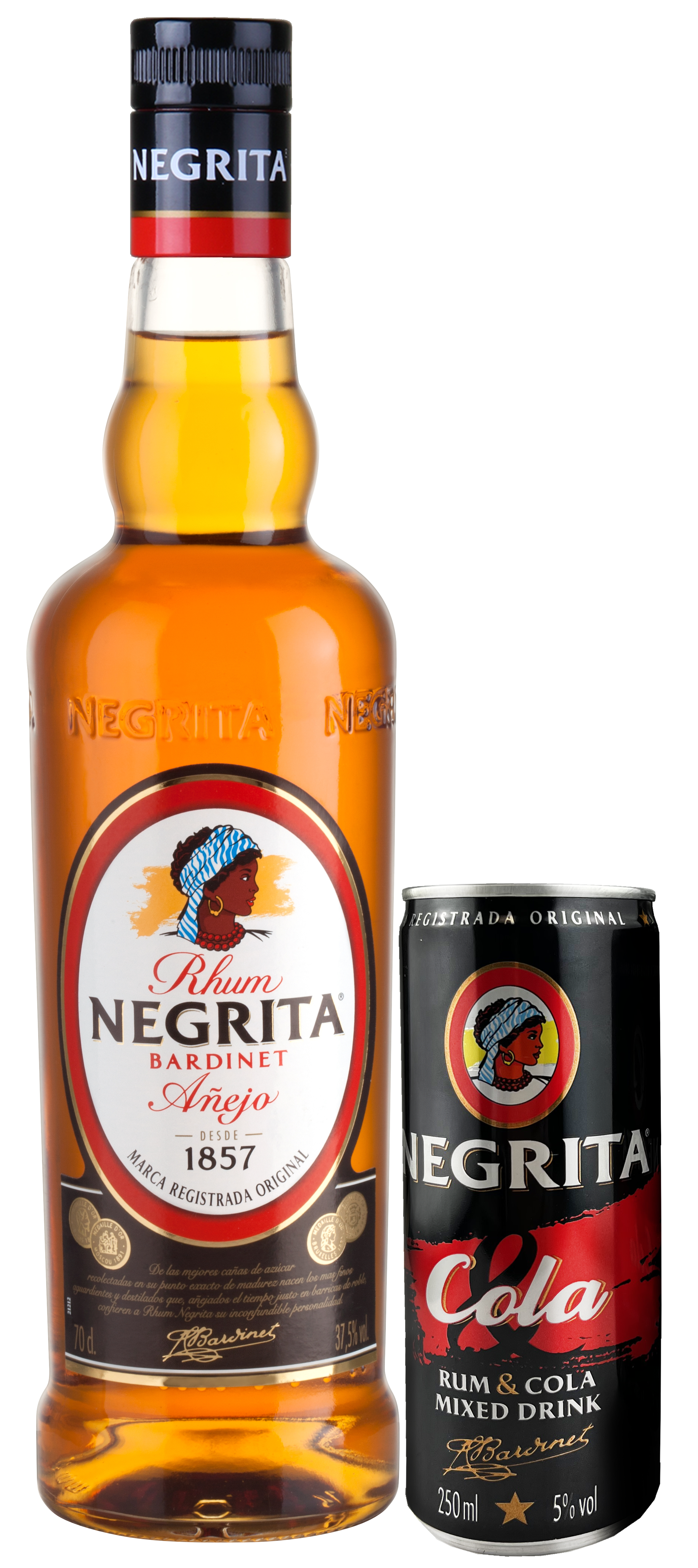 Ron Añejo Negrita 70cl + lata negra cola