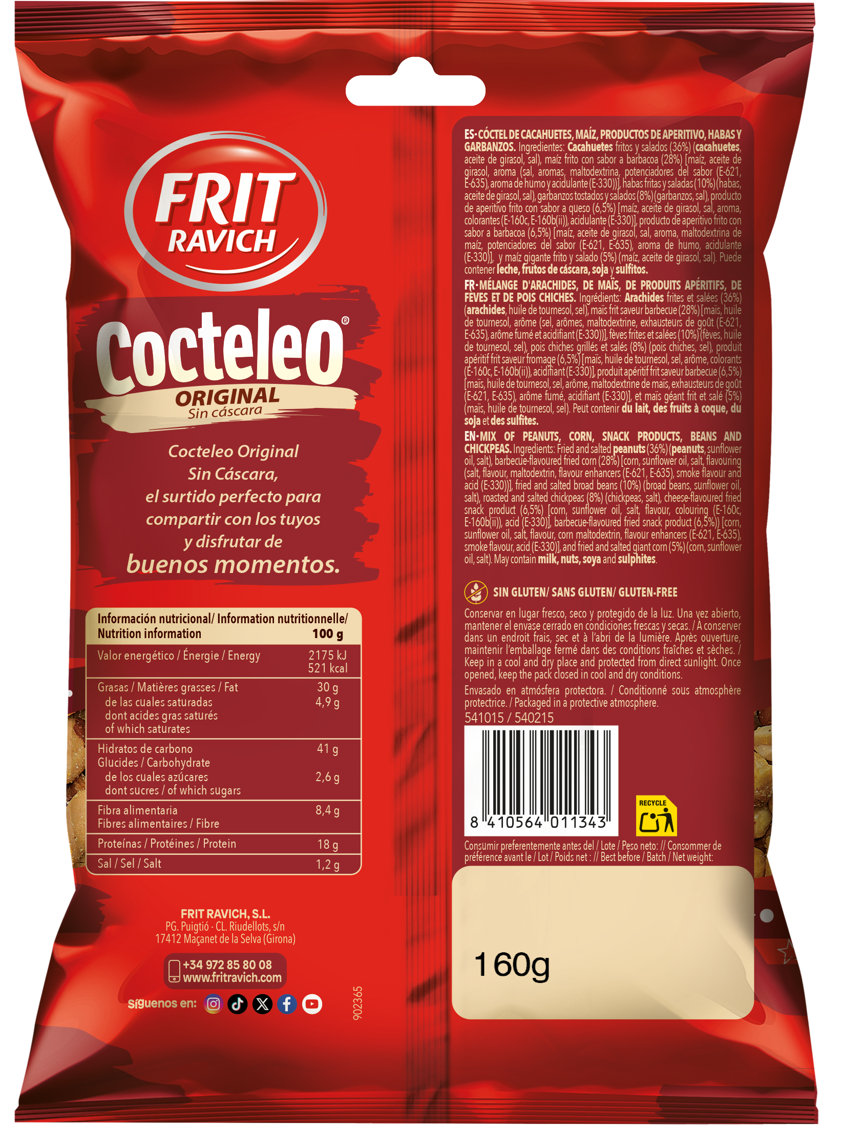 Cóctel de frutos secos Frit Ravich Original 160g