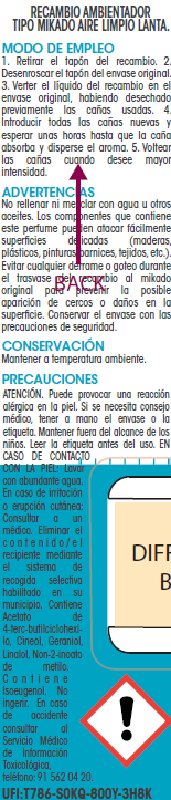 Ambientadores tipo mikado recambio Lanta 50ml aire limpio