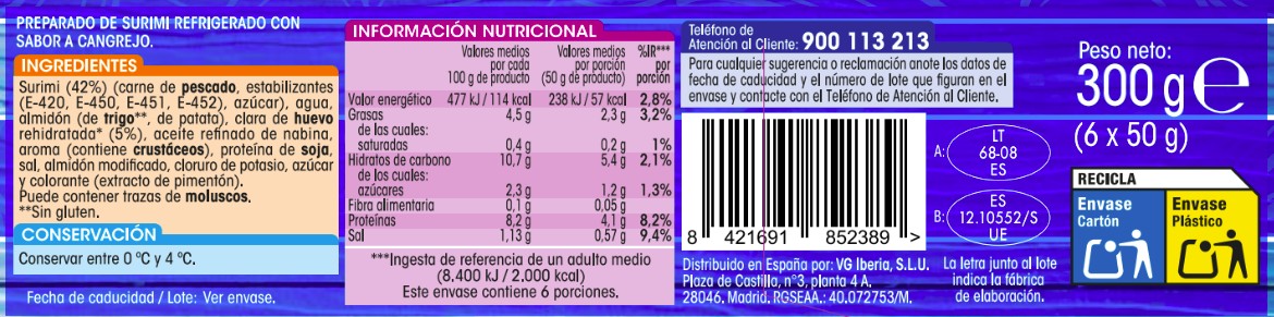 Palitos de surimi Alipende 300g