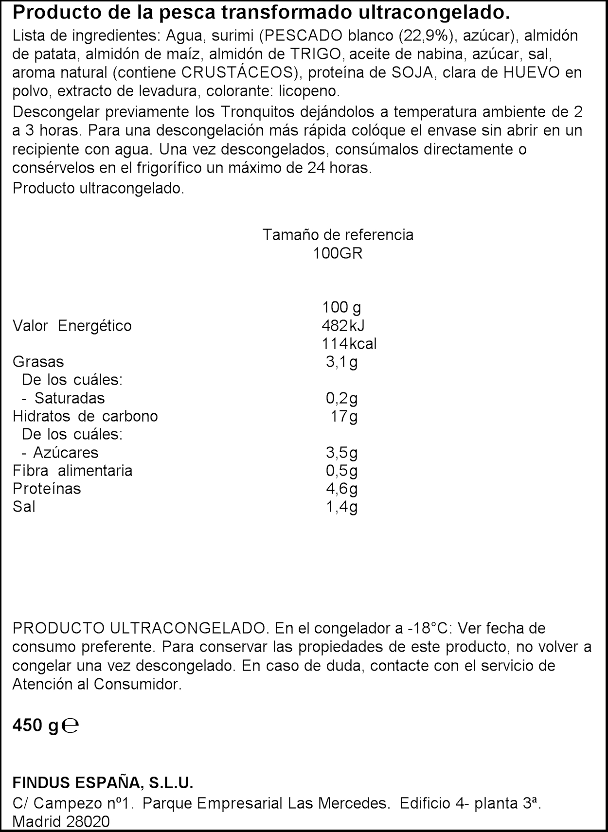 Tronquito de alaska Frudesa 450g