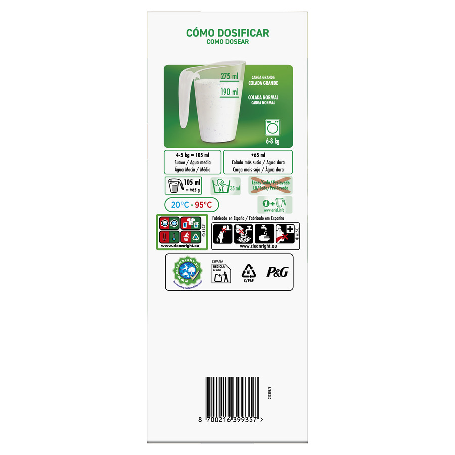 Detergente en polvo Ariel 37 lavados original