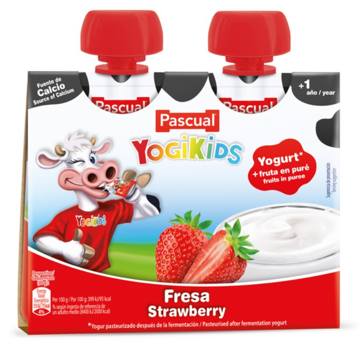 Alimento infantil yogikids pouch pack 2 fresa Pascual