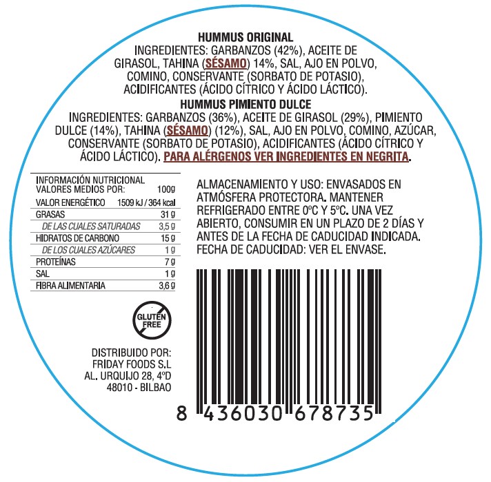 Hummus duo 160g original y pimiento dulce