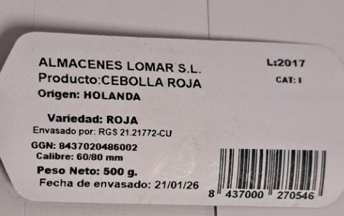 Cebolla roja malla 500g