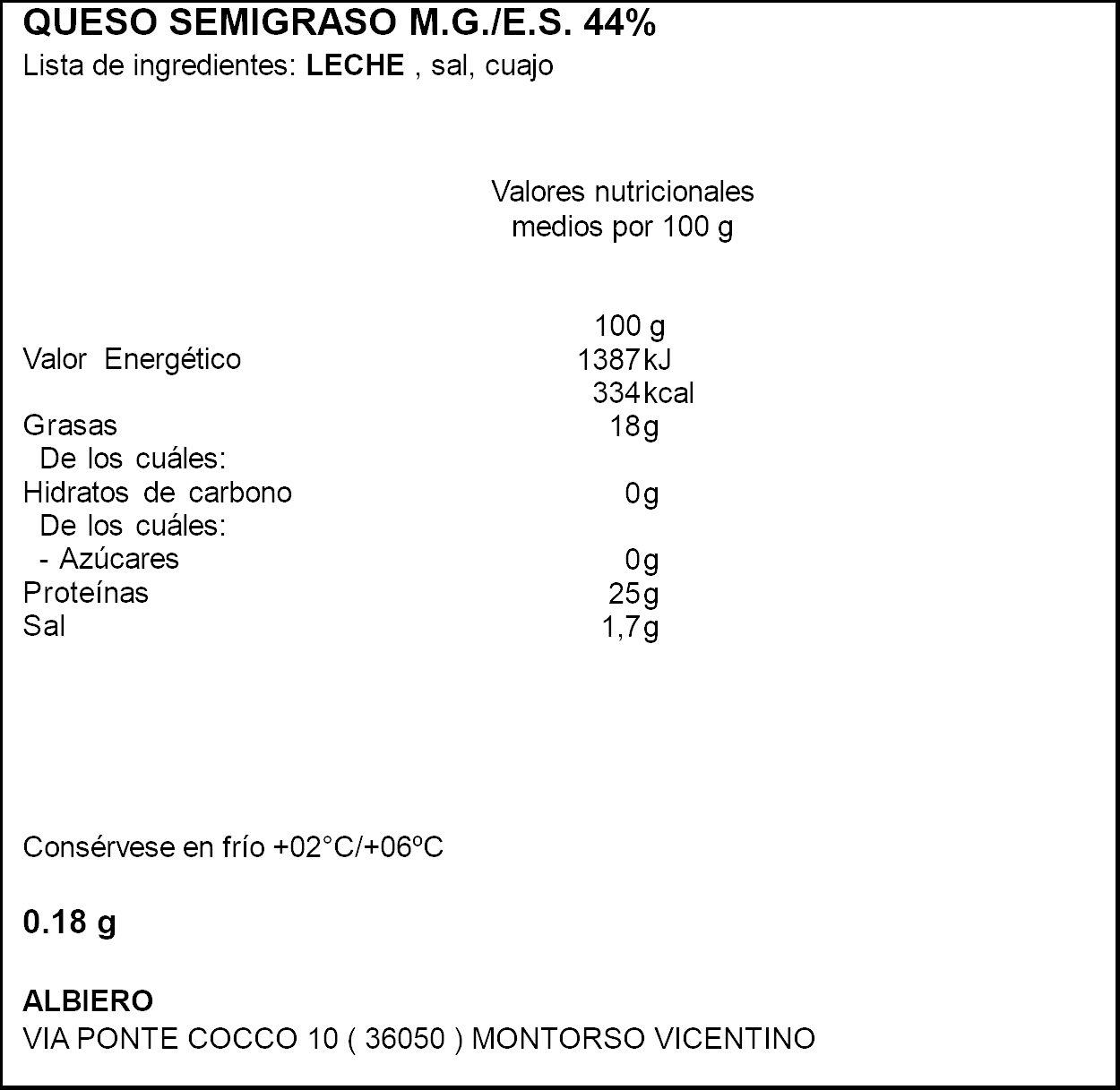 Queso provolone dulce Albiero 180g