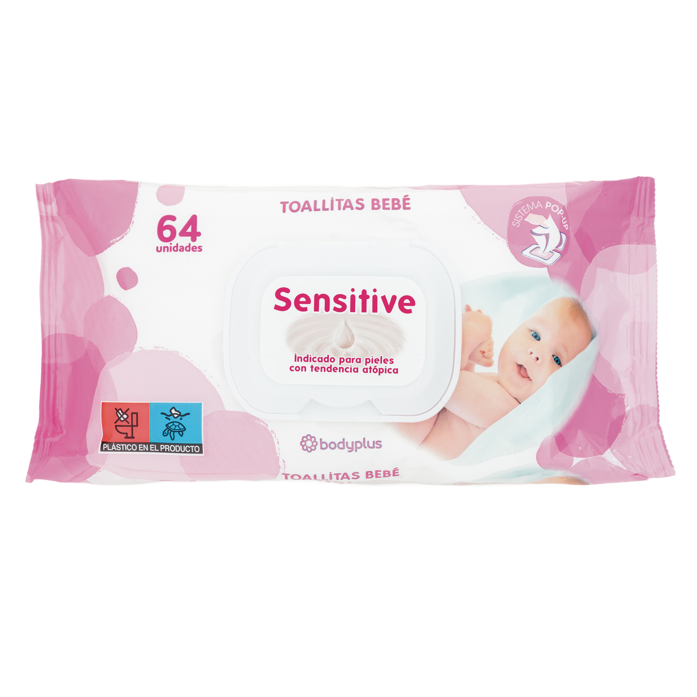 Toallitas bebé Bodyplus 64 uds sensitive indicado para pieles