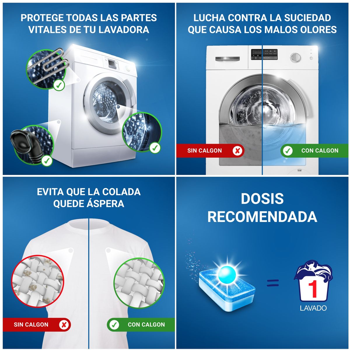 Antical en pastillas Calgon 15 uds contra cal suciedad y malos olores