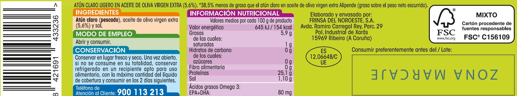 Atún claro ligero en aceite de oliva virgen Alipende pack 3
